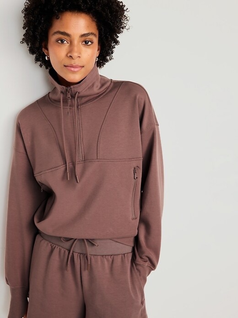 Women's Old Navy Active Dynamic Fleece Half Zip Sweatshirt - Mauve